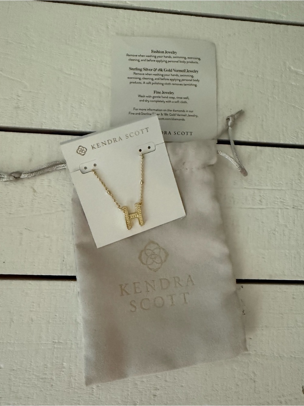 Brand New with Tags! Women’s Kendra Scott Gold H Pendant Necklace